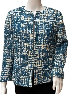 Piazza Sempione Teal and White Textured Jacket